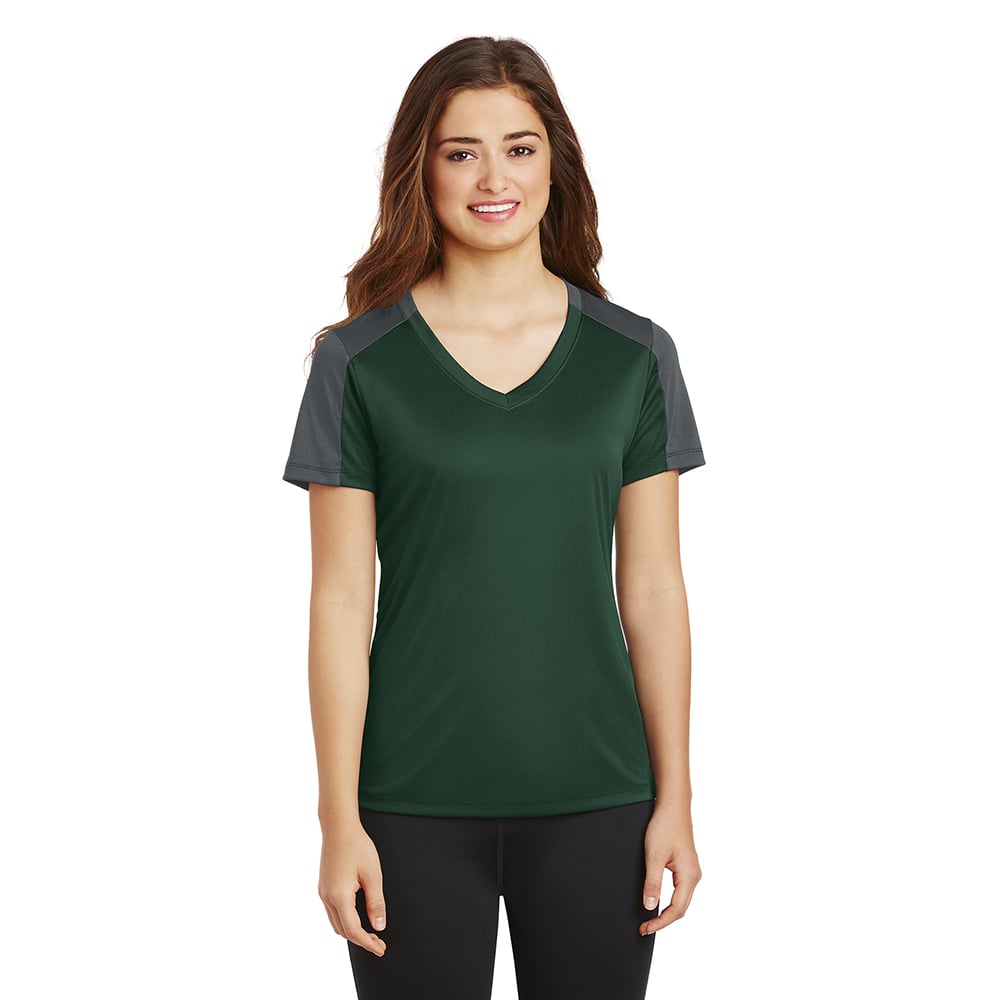 Sport-Tek LST354 PosiCharge Women's Contrast Sleeve Competitor Tee