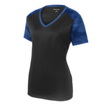 Sport-Tek LST371 Women's CamoHex Two-Tone V-Neck T-Shirt