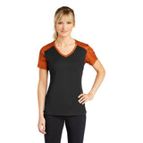 Sport-Tek LST371 Women's CamoHex Two-Tone V-Neck T-Shirt