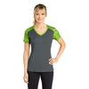 Sport-Tek LST371 Women's CamoHex Two-Tone V-Neck T-Shirt