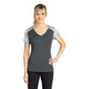 Sport-Tek LST371 Women's CamoHex Two-Tone V-Neck T-Shirt