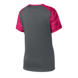 Sport-Tek LST371 Women's CamoHex Two-Tone V-Neck T-Shirt