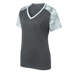 Sport-Tek LST371 Women's CamoHex Two-Tone V-Neck T-Shirt