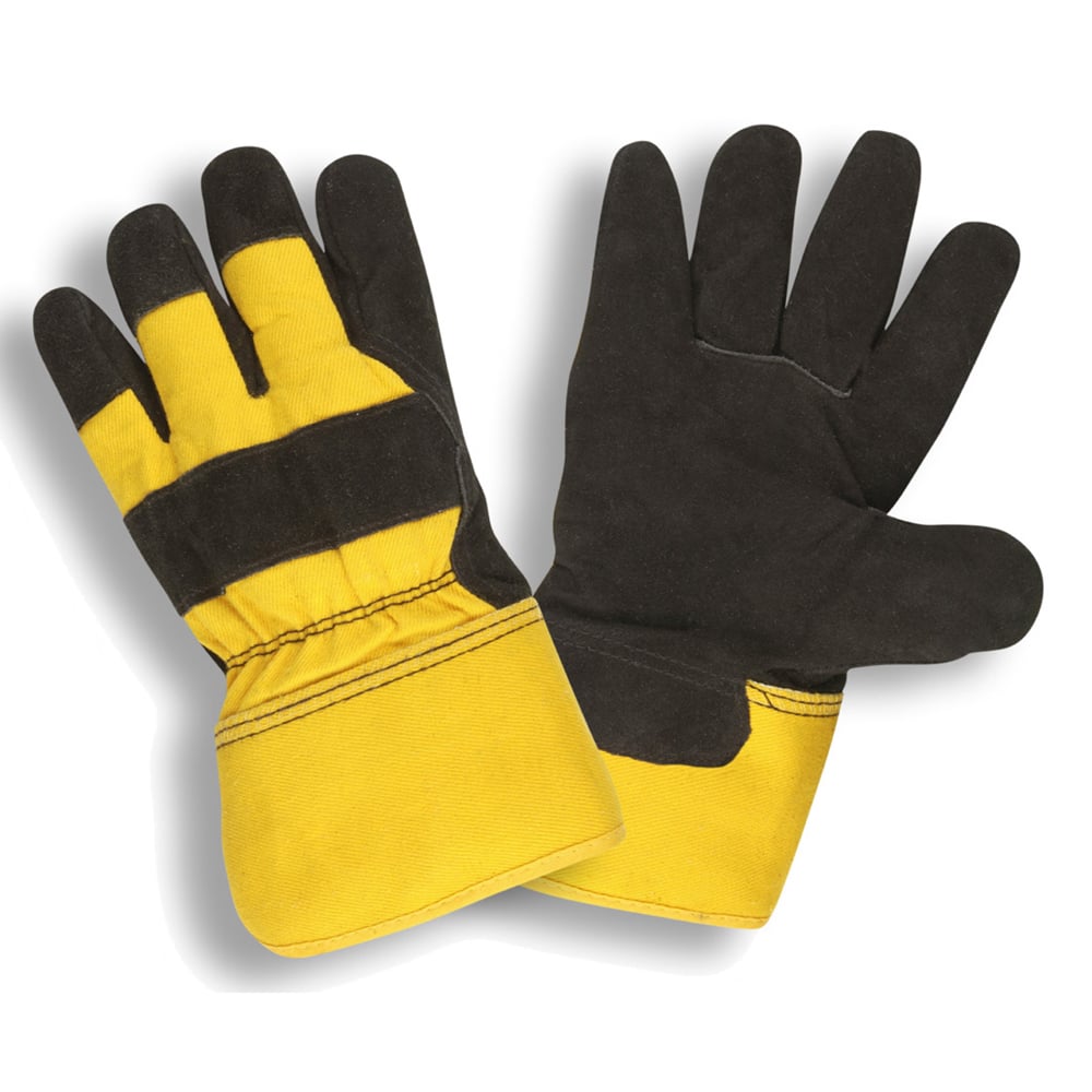 Thinsulate® Lined Leather Palm Glove with Yellow Canvas Back + Cuff, 1 dozen (12 pairs)