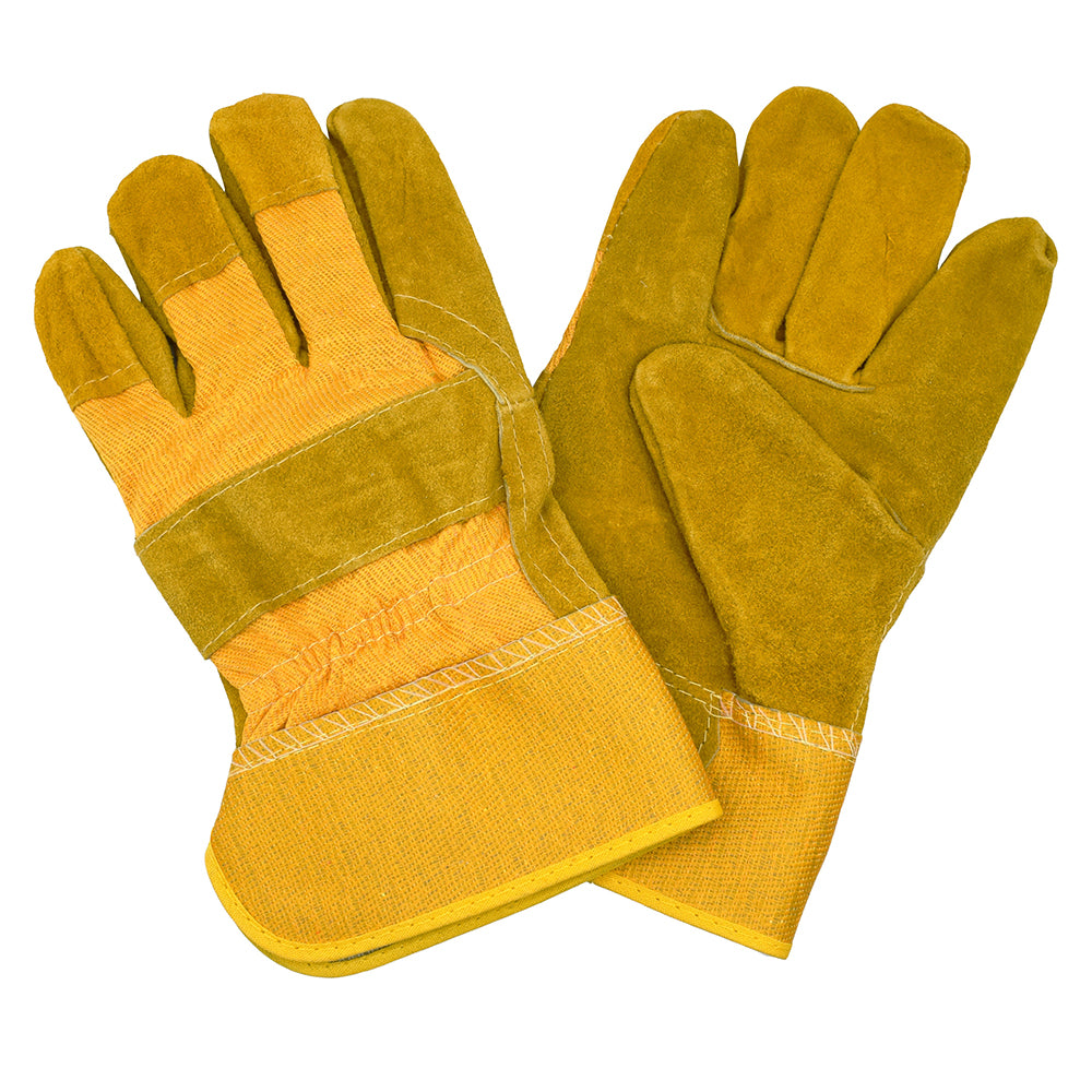 COR-7480 Russet Leather Palm Glove/Yellow Canvas Back+2.5" Cuff, 1 dozen (12 pairs)