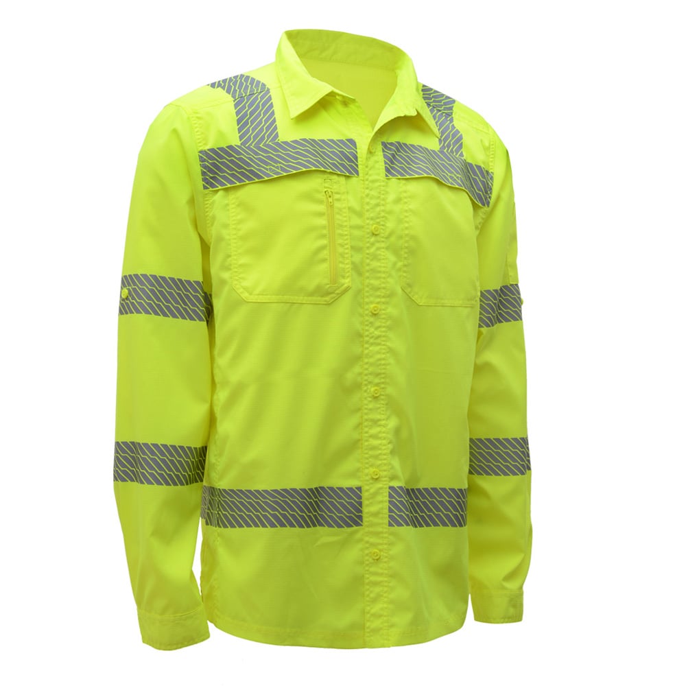 Hi-Vis Safety Shirt, Lightweight Button Down, Class 3