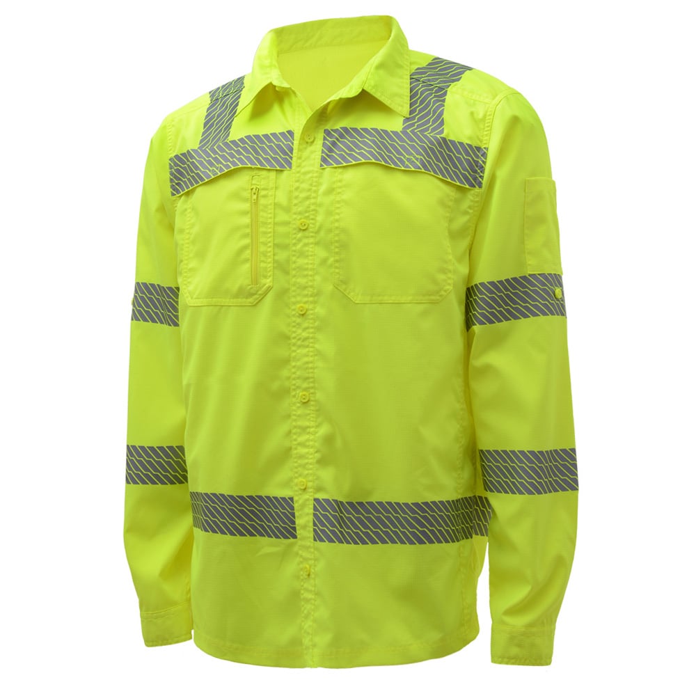 Hi-Vis Safety Shirt, Lightweight Button Down, Class 3