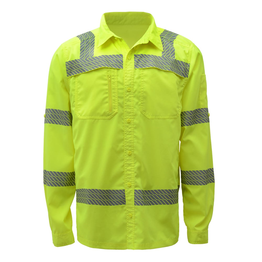 Hi-Vis Safety Shirt, Lightweight Button Down, Class 3