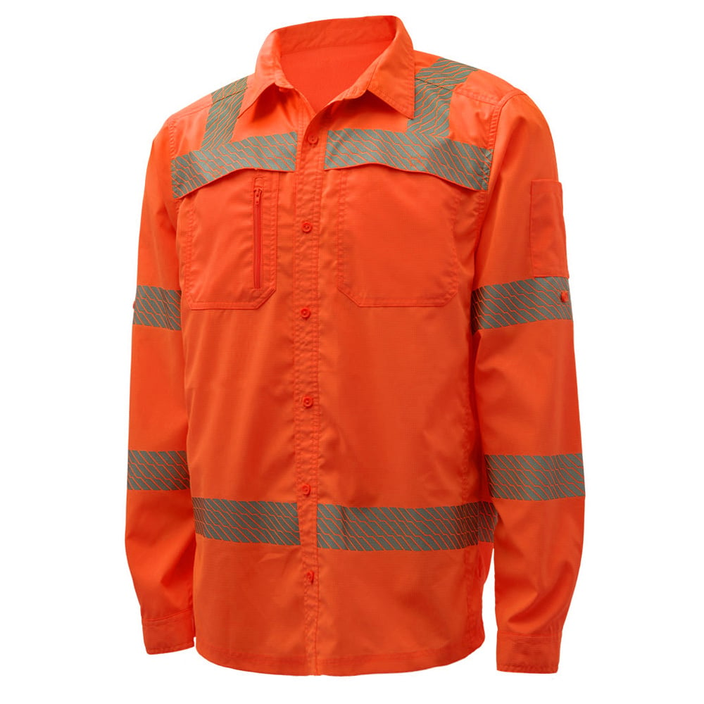 Hi-Vis Safety Shirt, Lightweight Button Down, Class 3