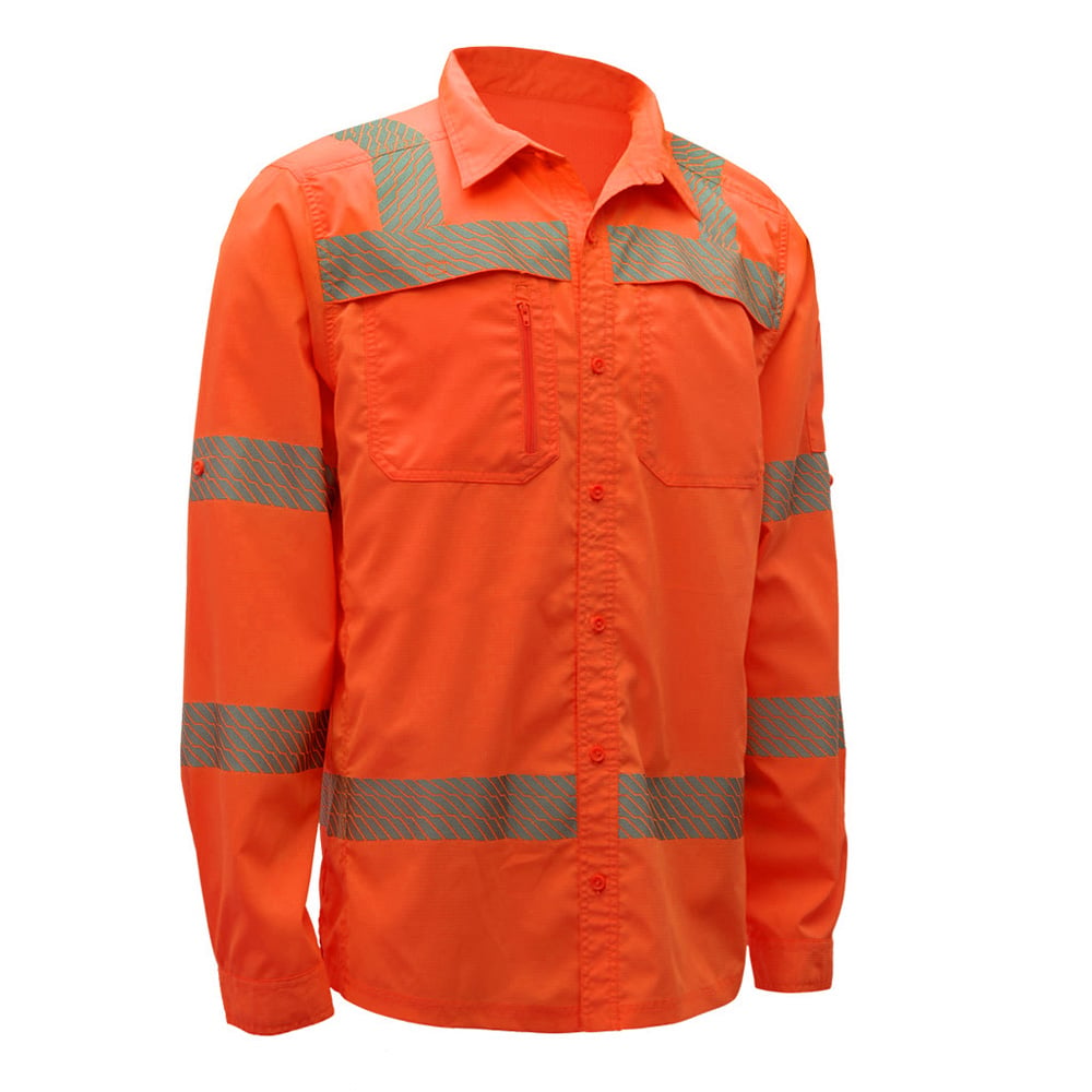 Hi-Vis Safety Shirt, Lightweight Button Down, Class 3