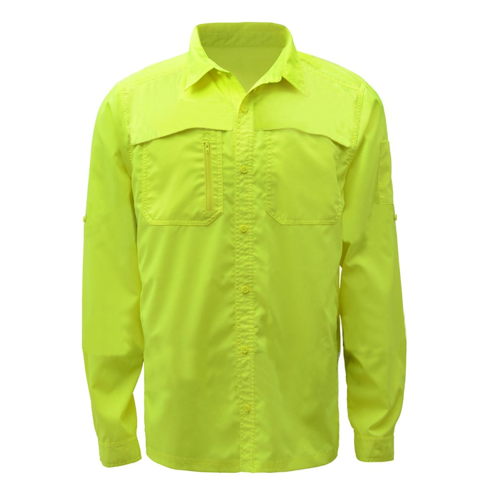 Non-ANSI Hi-Vis Safety Shirt, Lightweight Button Down