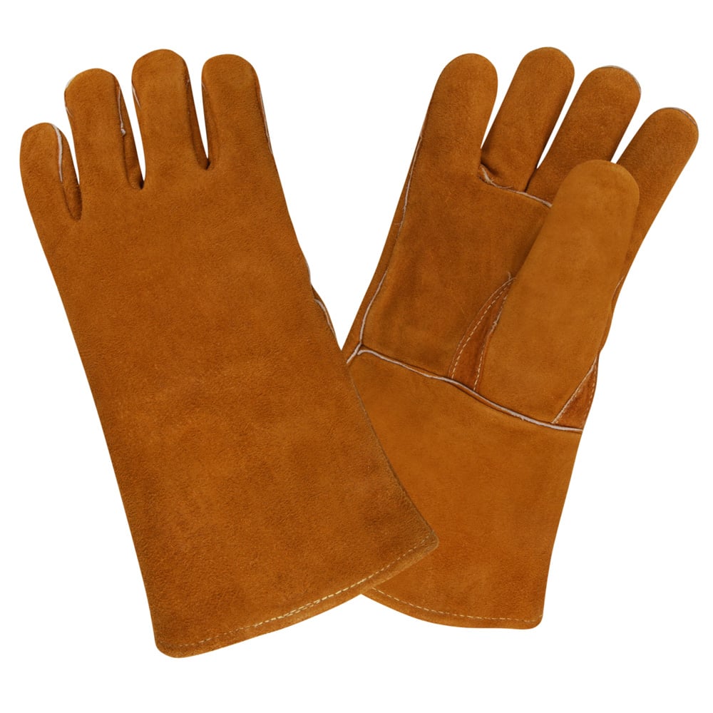 COR-7635 Flame Resistant Sock Lined Cowhide Welders Glove+Thumb Guard, 1 dozen (12 pairs)