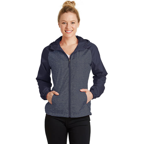 Sport-Tek LST40 Women's Heather Raglan Jacket with Hood