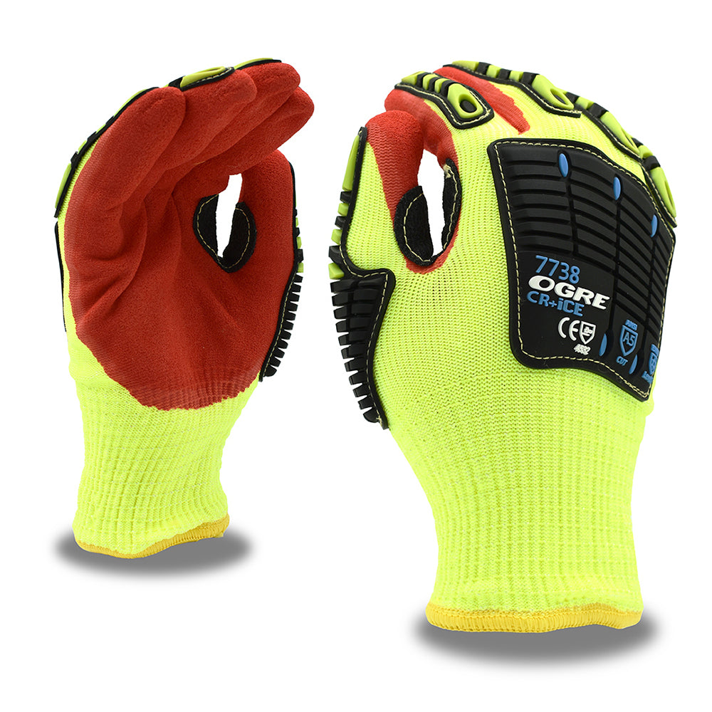 OGRE-CR+ ICE™ HPPE/Glass Fiber Thermal Gloves with Sandy Nitrile Coat, 1 pair