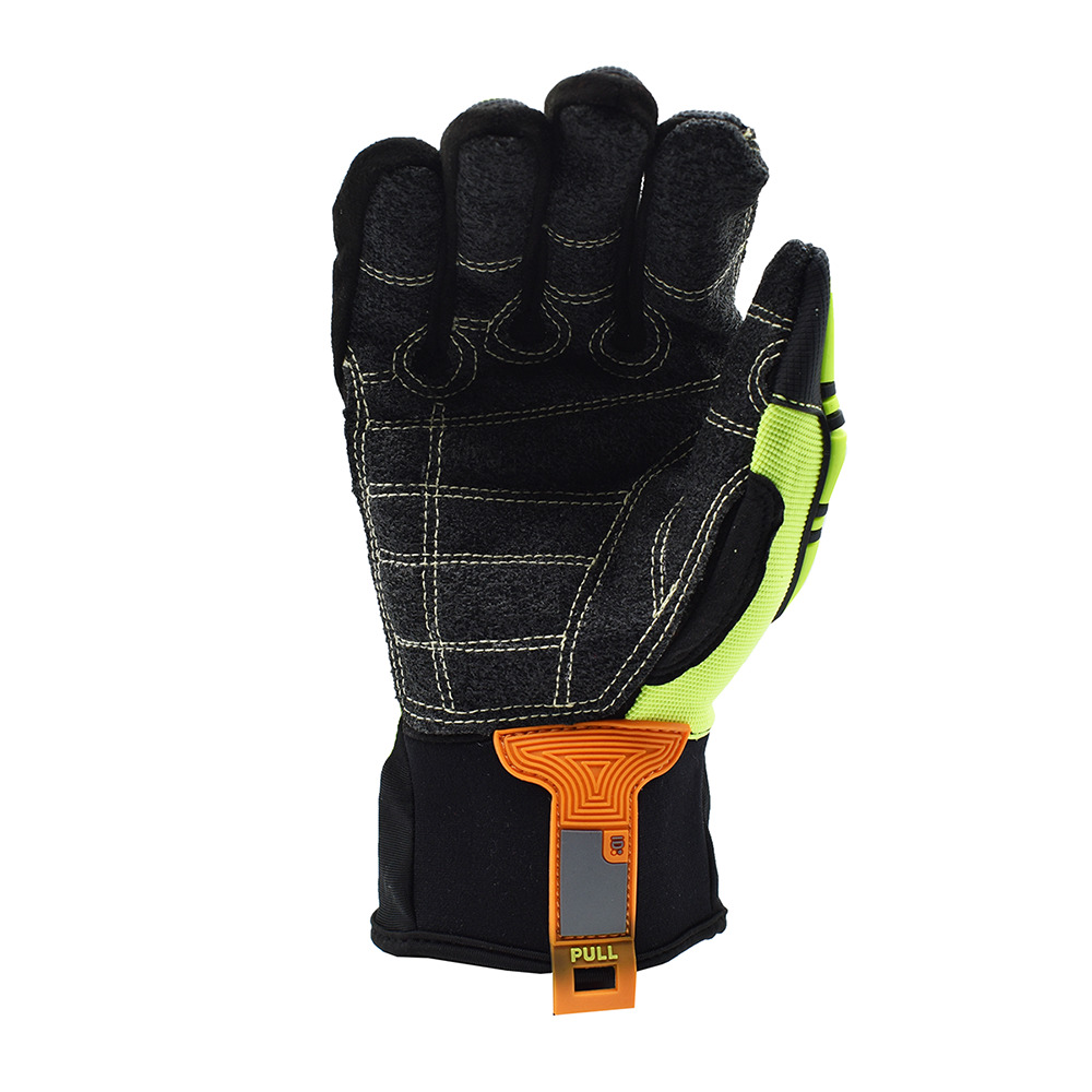 OGRE-KV™ Hi Vis Synthetic Leather Gloves with TPR Fingers + Neoprene Cuff, 1 pair