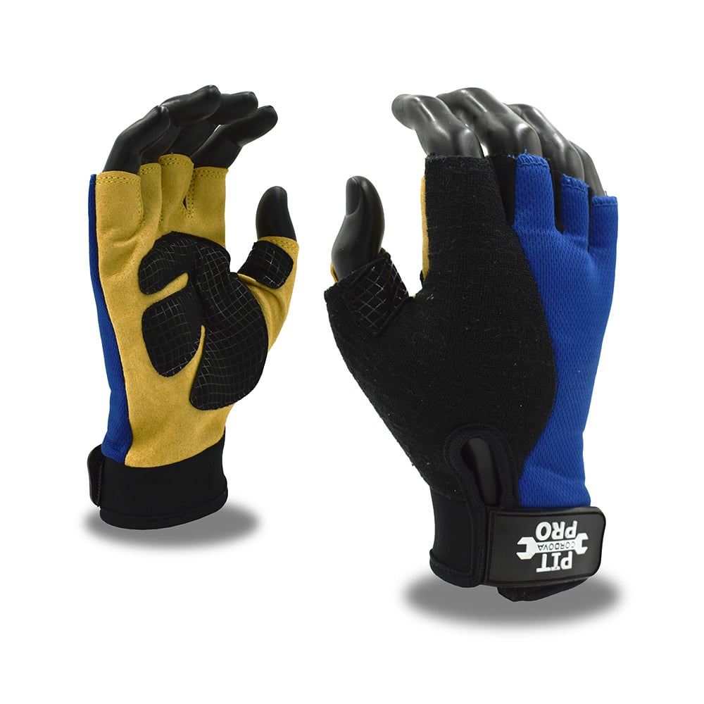 PIT-PRO™ Spandex/Synthetic Fingerless Leather Gloves, 1 dozen (12 pairs)