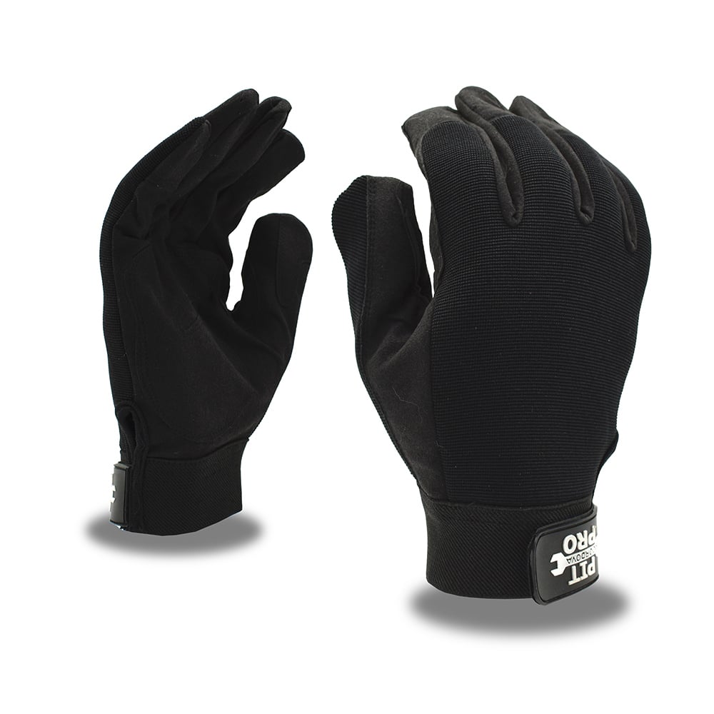 PIT-PRO™ Spandex/Synthetic Leather Double Palm Gloves + Reinforced Fingers, 1 dozen (12 pairs)