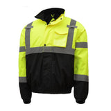 Hi Vis Waterproof Bomber Jacket with Black Bottom, Class 3