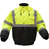 Hi Vis Waterproof Bomber Jacket with Black Bottom, Class 3