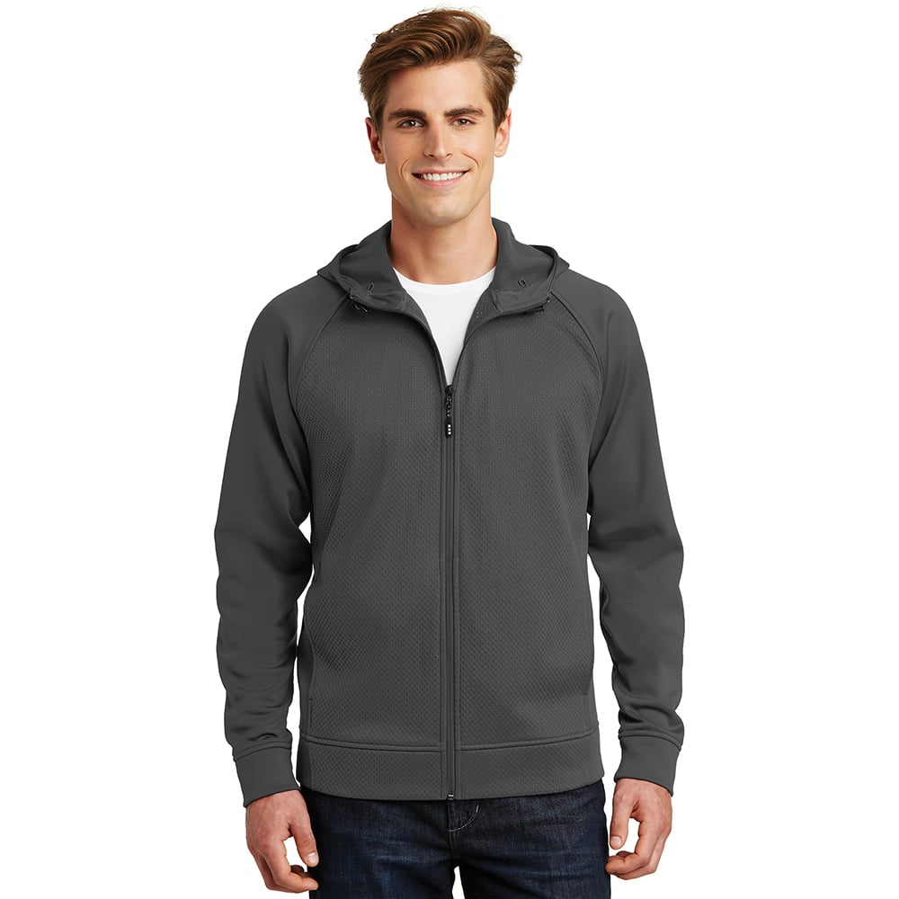 Sport-Tek ST295 Men's Debossed Tech Fleece Hooded Jacket with Pockets