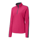 Sport-Tek LST861 Sport-Wick Textured Women's Contrast 1/4-Zip Pullover