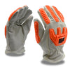 Outlaw Impact™ Cowhide Glove/Fiber Knit Shell + Knuckle Protection, 1 pair