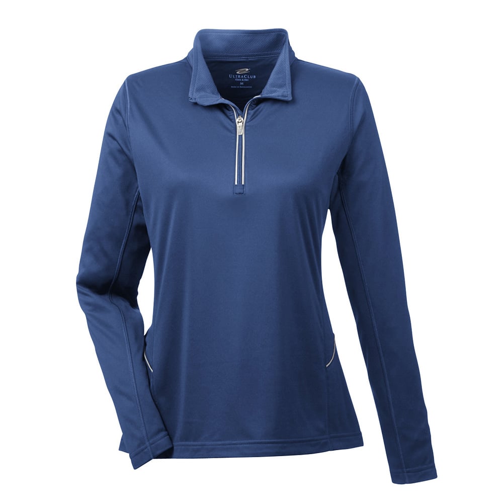 UltraClub Cool & Dry 8230L Ladies' Sport Quarter-Zip Pullover