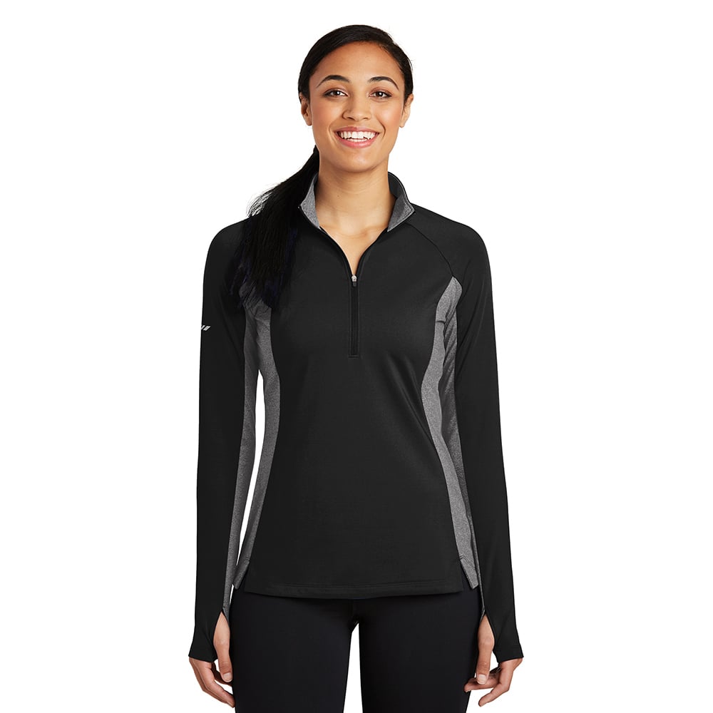 Sport-Tek LST854 Sport-Wick Stretch Women's Contrast Half-Zip Pullover