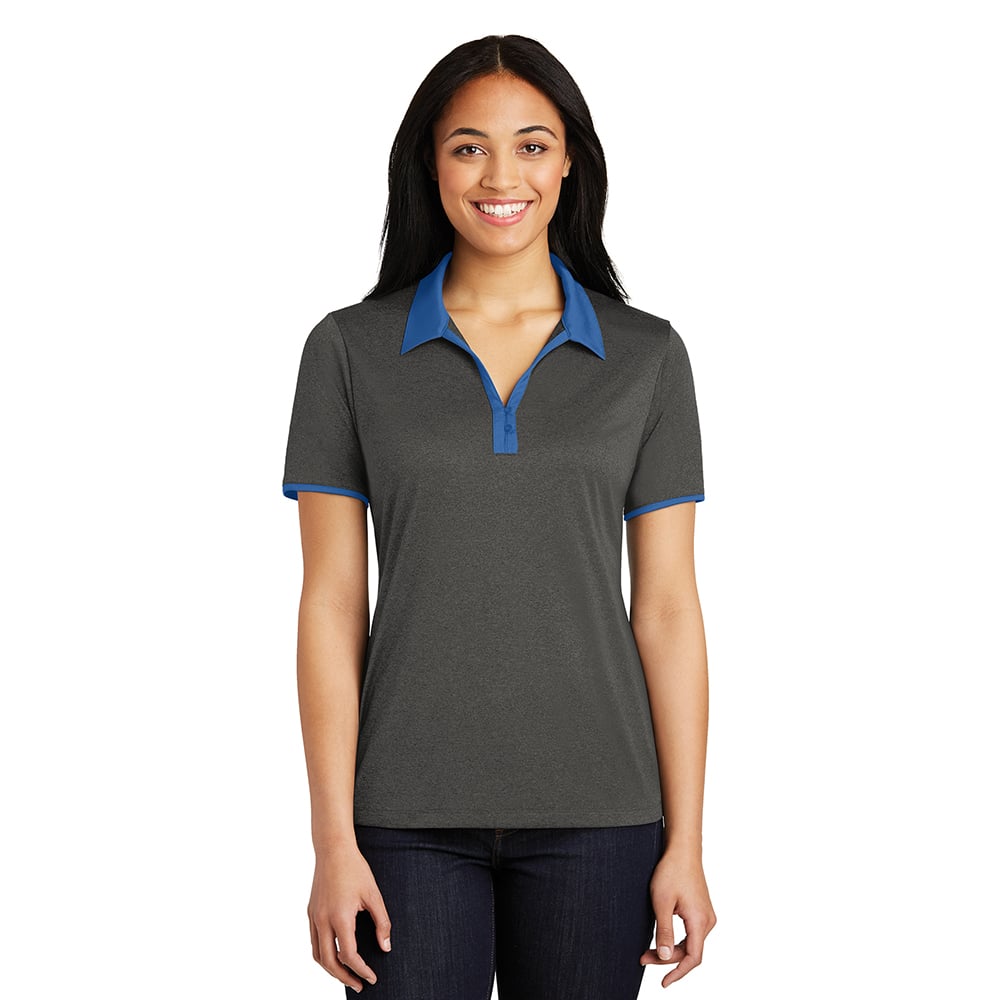 Sport-Tek LST667 Contender Women's Contrast Heather Polo