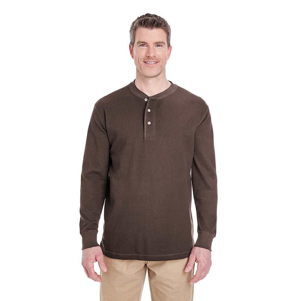 UltraClub 8456 Long-Sleeve Mini Thermal Henley T-Shirt