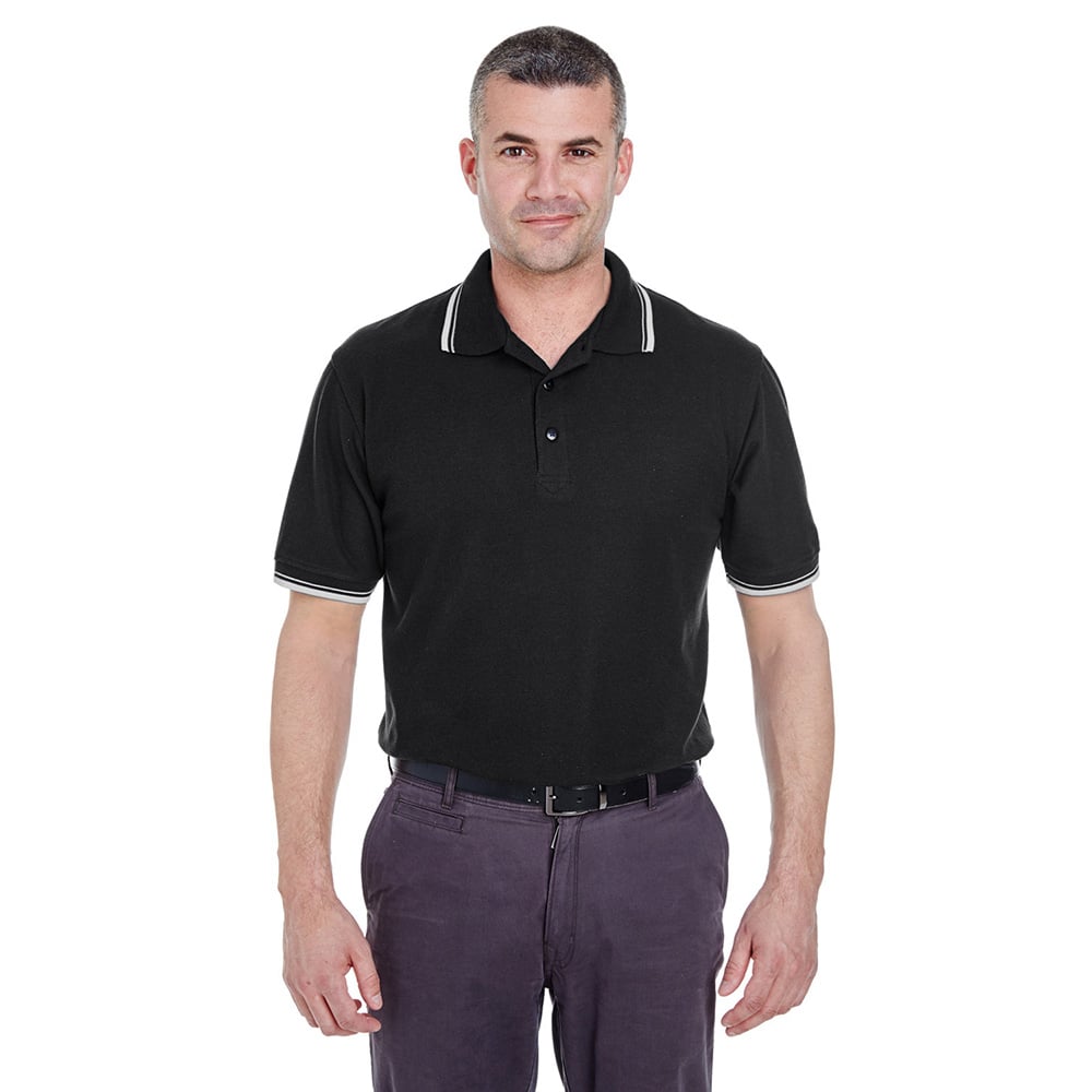 UltraClub 8545 Men's Whisper Piqué® Polo with Tipped Collar and Cuffs