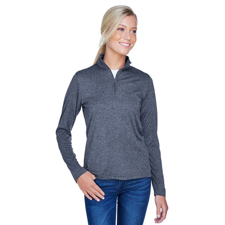 UltraClub Cool & Dry 8618W Ladies' Heathered Performance Quarter-Zip