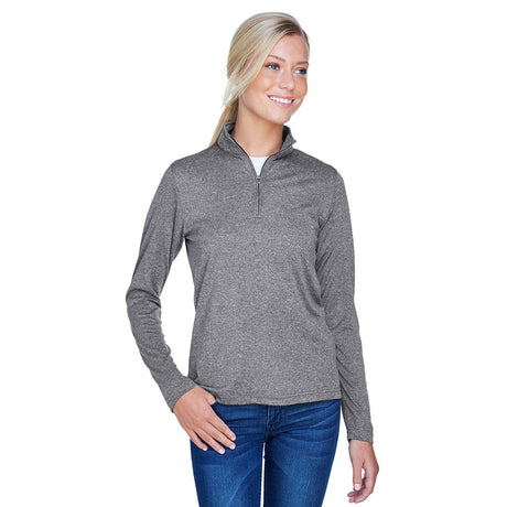 UltraClub Cool & Dry 8618W Ladies' Heathered Performance Quarter-Zip