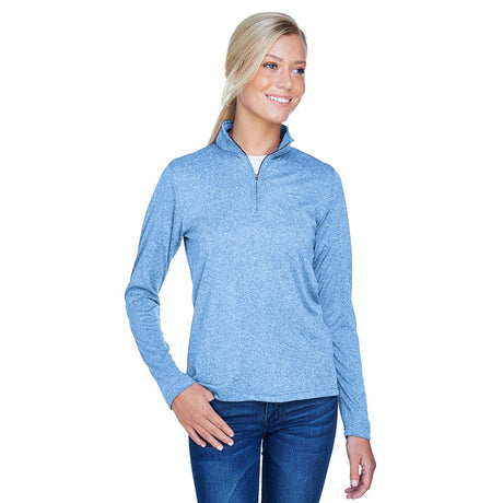 UltraClub Cool & Dry 8618W Ladies' Heathered Performance Quarter-Zip