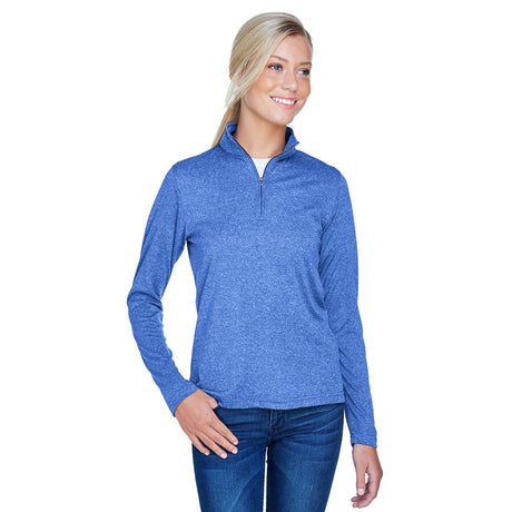 UltraClub Cool & Dry 8618W Ladies' Heathered Performance Quarter-Zip