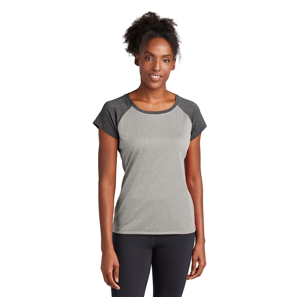 Sport-Tek LST362 Women's Two Tone Heather Contender Scoop Neck Tee