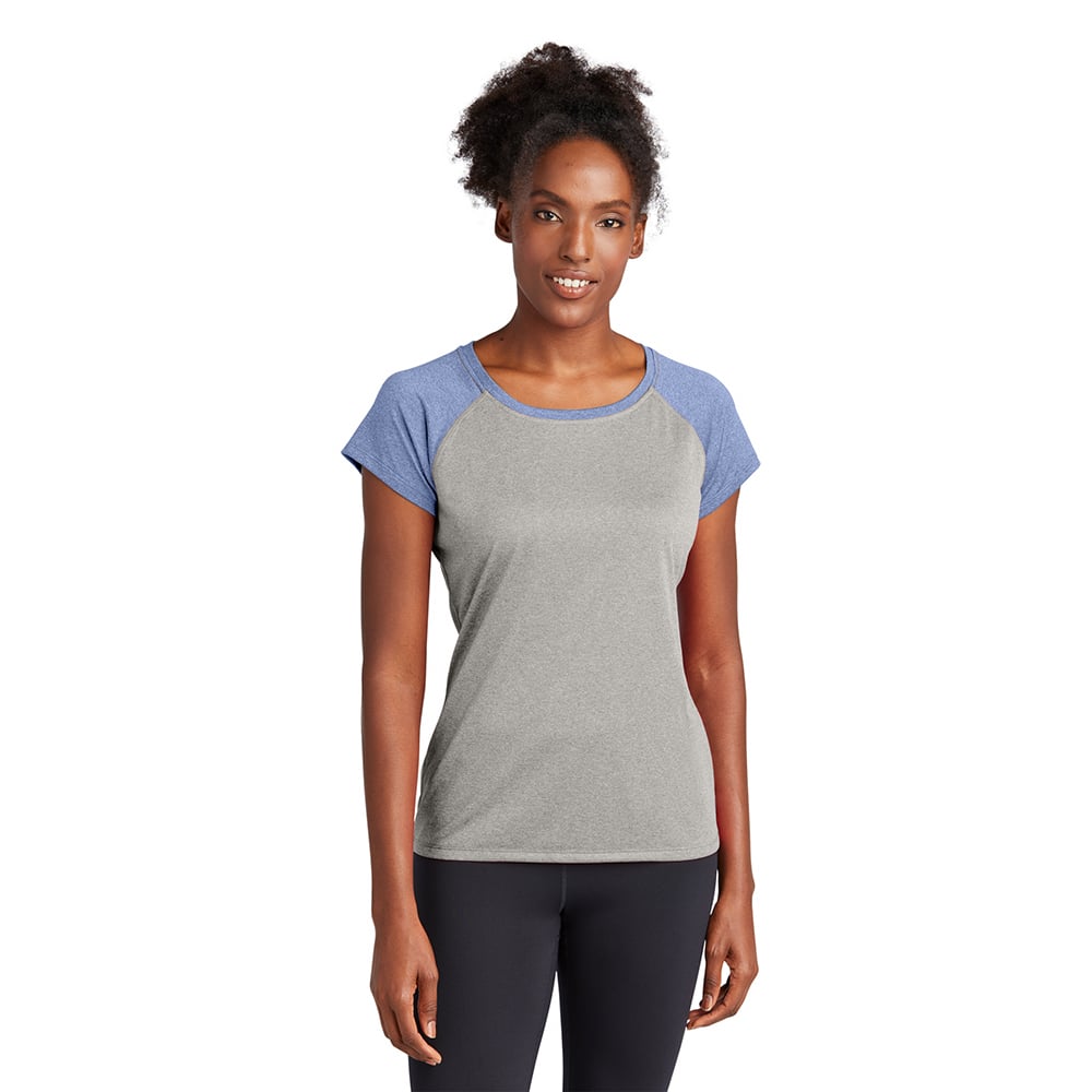 Sport-Tek LST362 Women's Two Tone Heather Contender Scoop Neck Tee