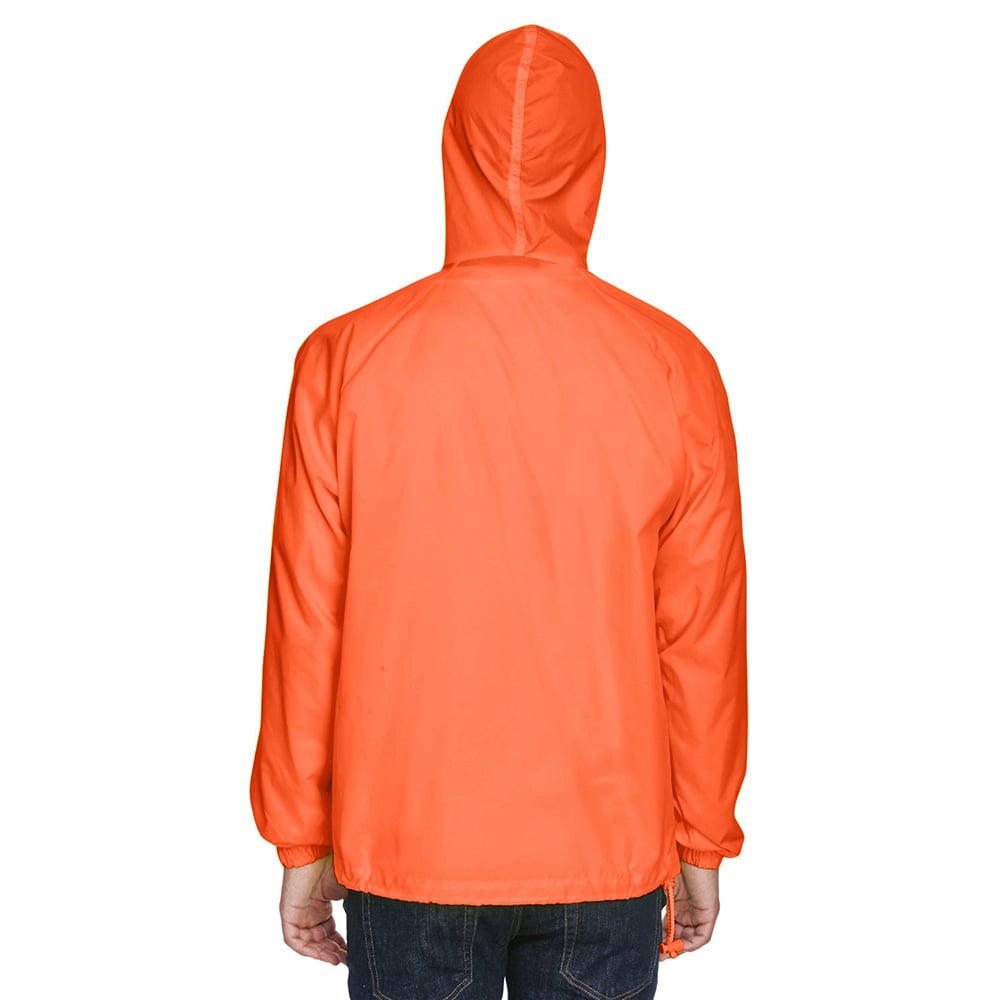 UltraClub 8925 Men's Pack-Away Quarter-Zip Hooded Pullover Jacket