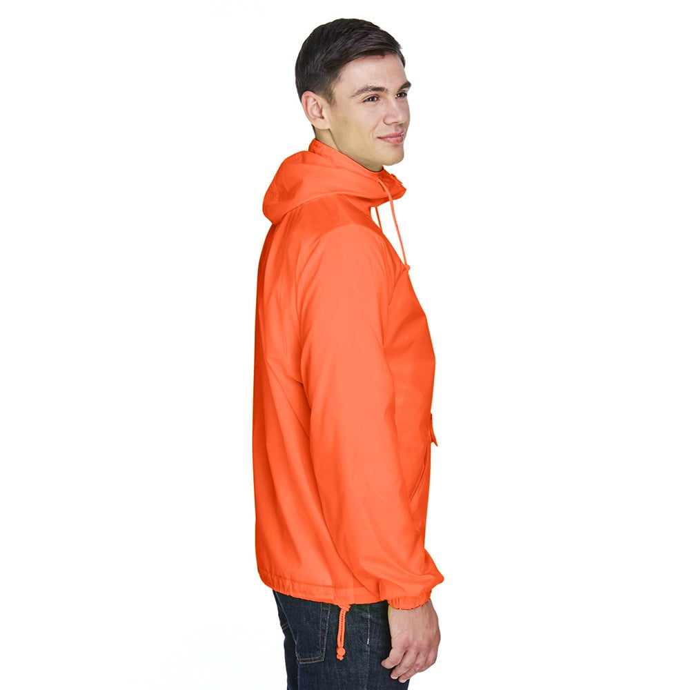 UltraClub 8925 Men's Pack-Away Quarter-Zip Hooded Pullover Jacket