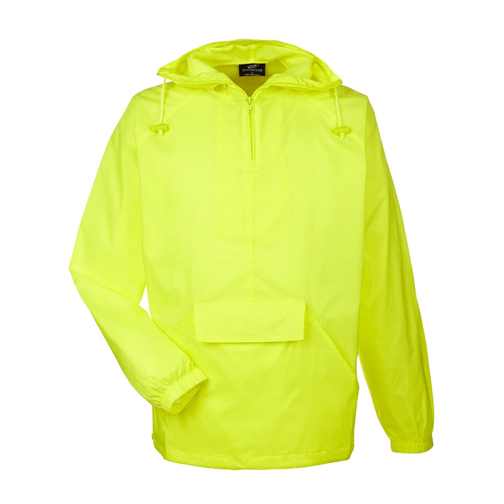 UltraClub 8925 Men's Pack-Away Quarter-Zip Hooded Pullover Jacket