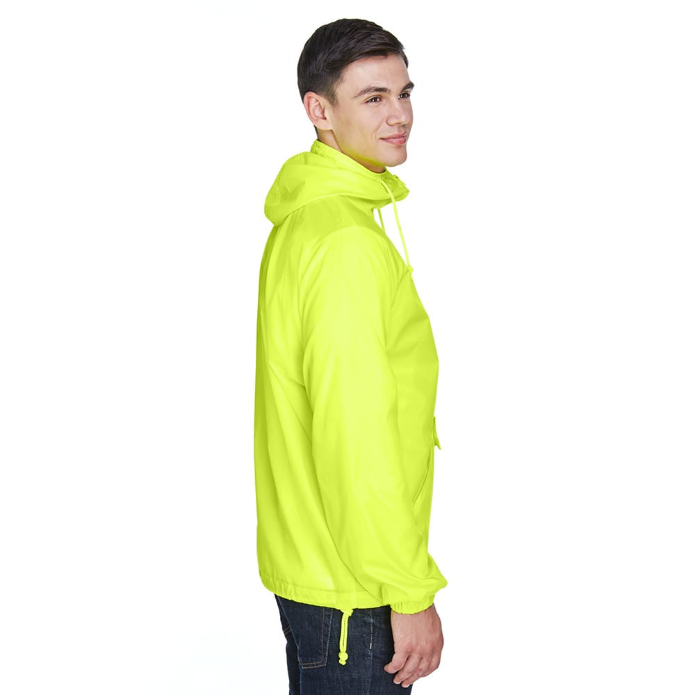 UltraClub 8925 Men's Pack-Away Quarter-Zip Hooded Pullover Jacket