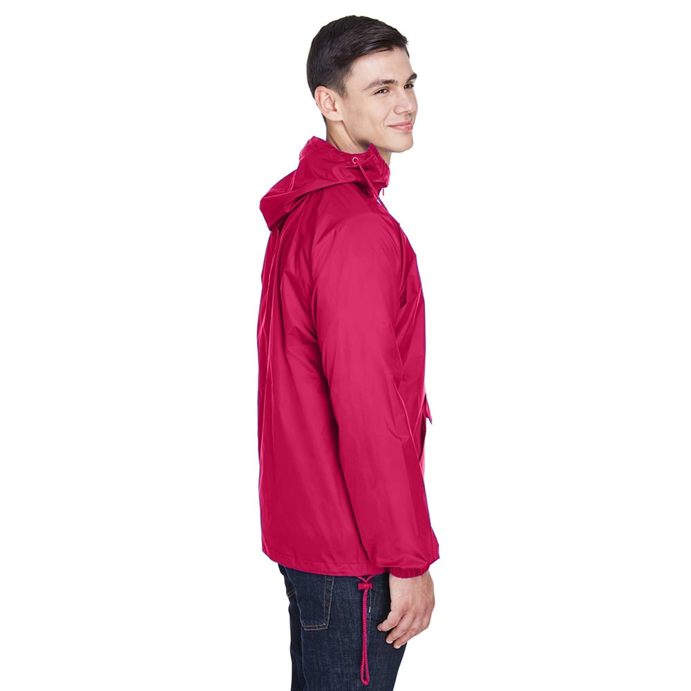 UltraClub 8925 Men's Pack-Away Quarter-Zip Hooded Pullover Jacket