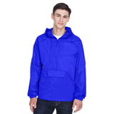 UltraClub 8925 Men's Pack-Away Quarter-Zip Hooded Pullover Jacket