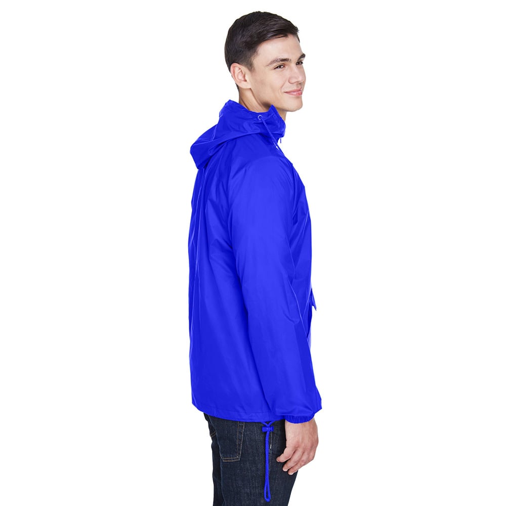 UltraClub 8925 Men's Pack-Away Quarter-Zip Hooded Pullover Jacket