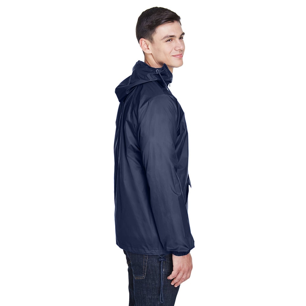 UltraClub 8925 Men's Pack-Away Quarter-Zip Hooded Pullover Jacket