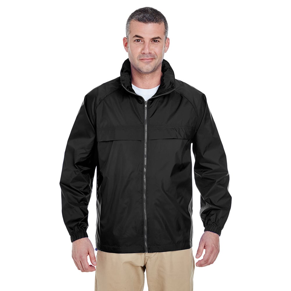 UltraClub 8929 Men's Full-Zip Hooded Pack-Away Jacket