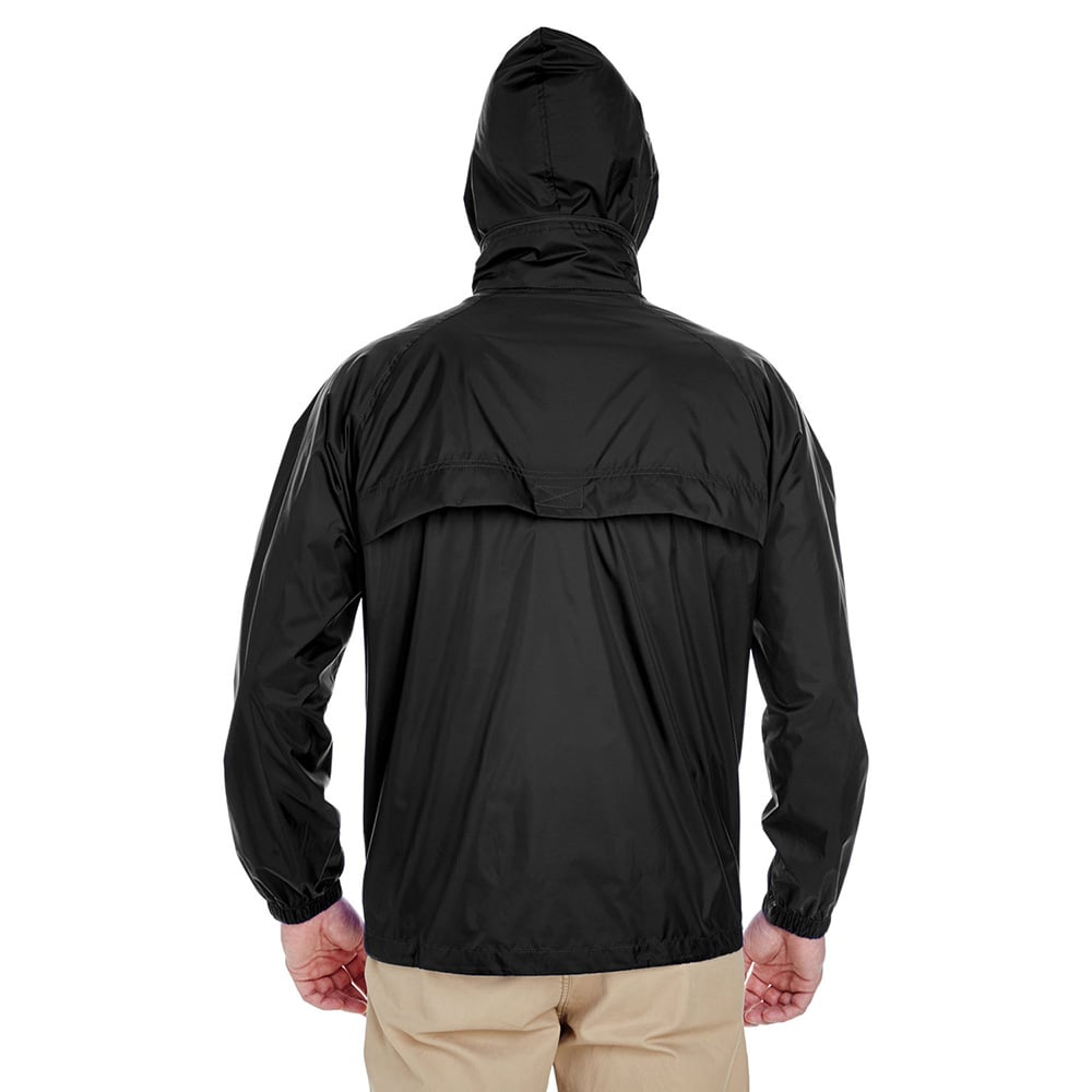 UltraClub 8929 Men's Full-Zip Hooded Pack-Away Jacket