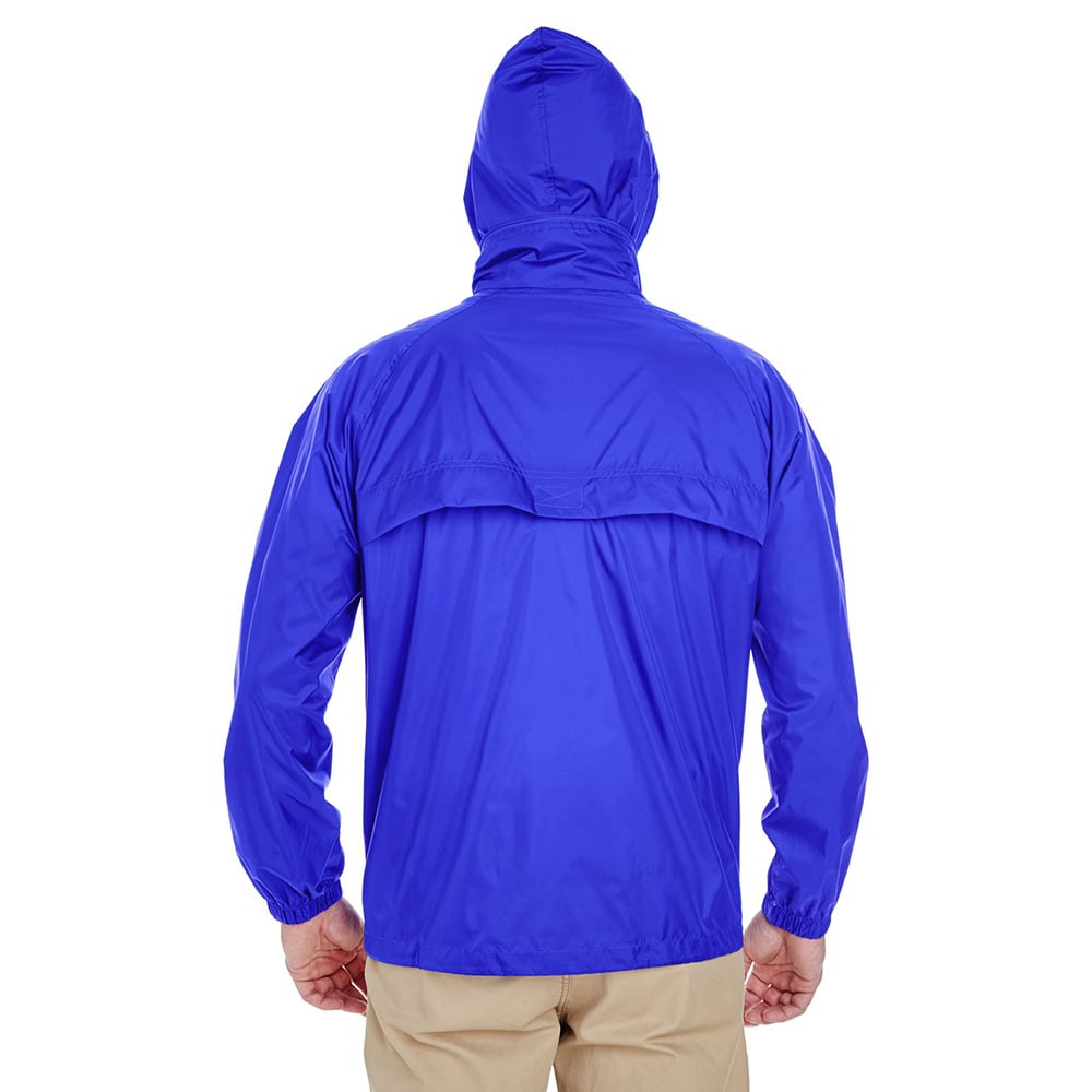UltraClub 8929 Men's Full-Zip Hooded Pack-Away Jacket