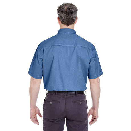 UltraClub 8965 Short-Sleeve Cypress Denim Shirt with Pocket