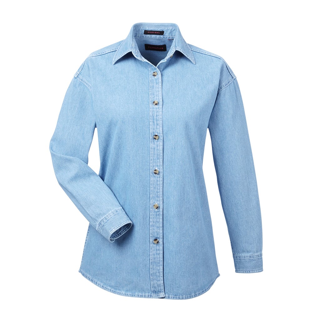 UltraClub 8966 Ladies' Long Sleeve Cypress Denim Shirt